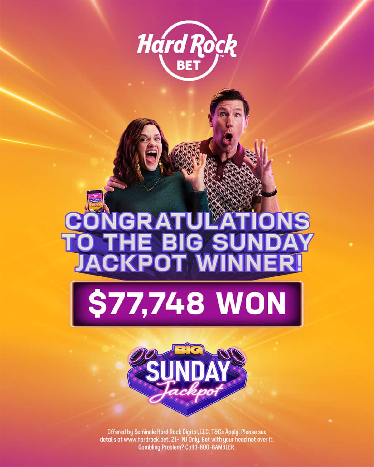 Photo of the Big Sunday Jackpot total that was paid out to a New Jersey player on Sunday, May 4th.